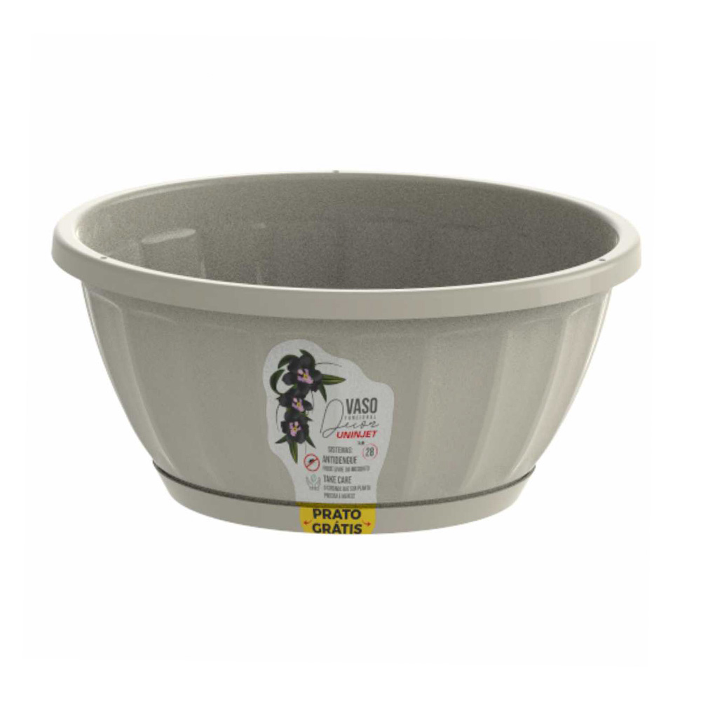 Vaso Uninjet Cachepot Cuia com Prato Palha
