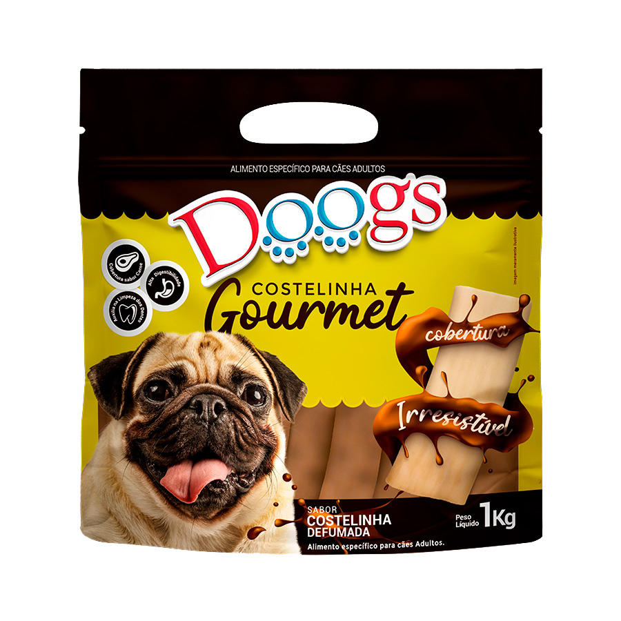 Petisco Doogs Gourmet Costelinha Média Defumada para Cães 1kg