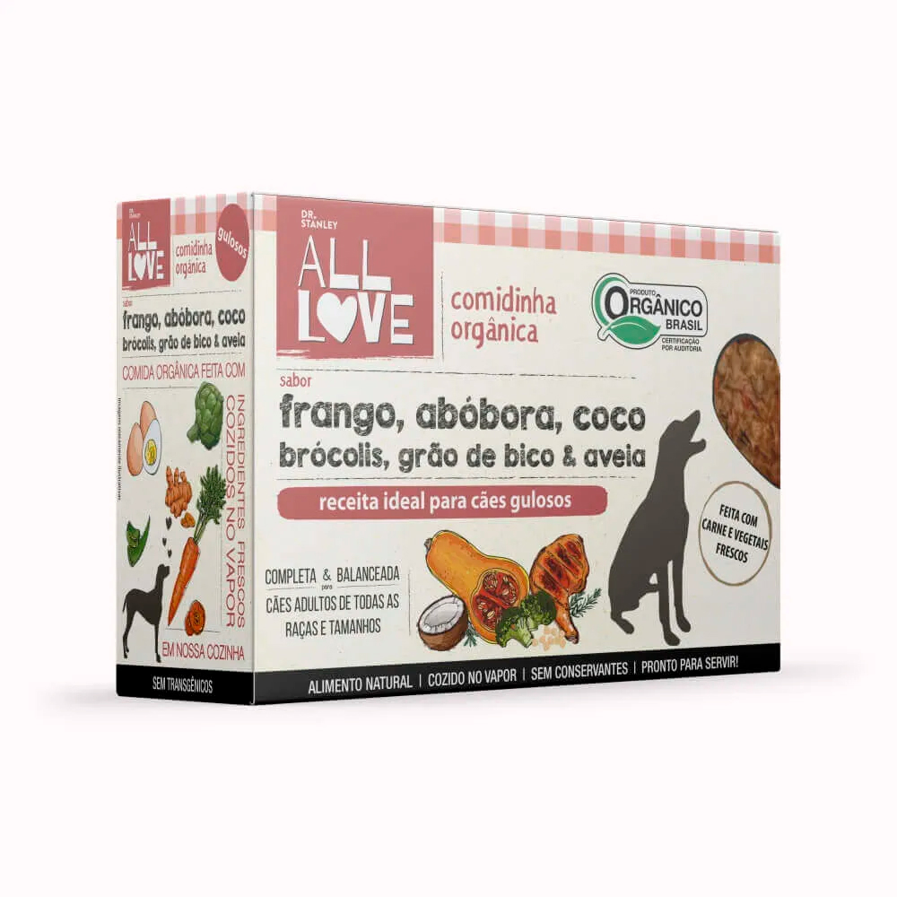 Alimento Natural All Love Gulosos para Cães Adultos Sabor Frango, Abóbora, Coco, Brócolis, Grão de Bico e Aveia 1 kg