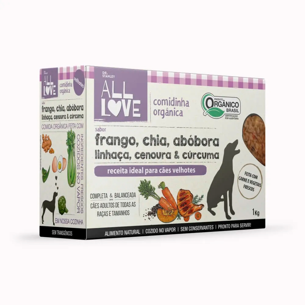 Alimento Natural All Love Velhotes para Cães Sabor Frango, Chia, Abóbora, Linhaça, Cenoura e Cúrcuma 1 kg