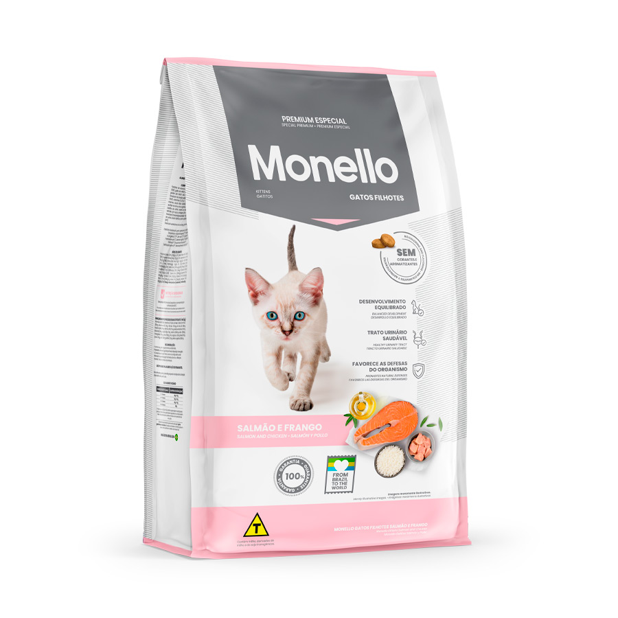 Ração Monello para Gatos Filhotes Sabor Salmão e Frango