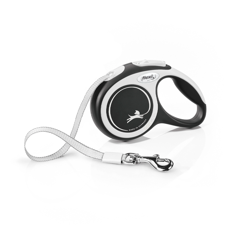 Guia Fita New Comfort Flexi para Cães Preta e Branco P