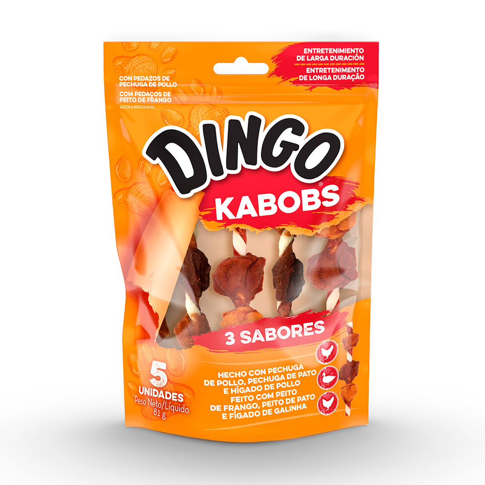 Petisco Dingo Kabobs 3 Sabores para Cães