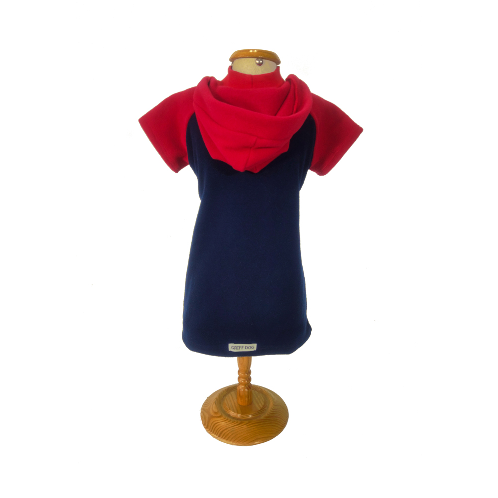 Blusa Griff Dog com Capuz Azul e Vermelho para Cães e Gatos