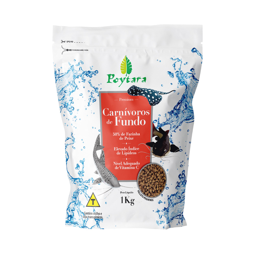 Alimento Poytara Carnívoros de Fundo Pellets Grandes 1,2 kg