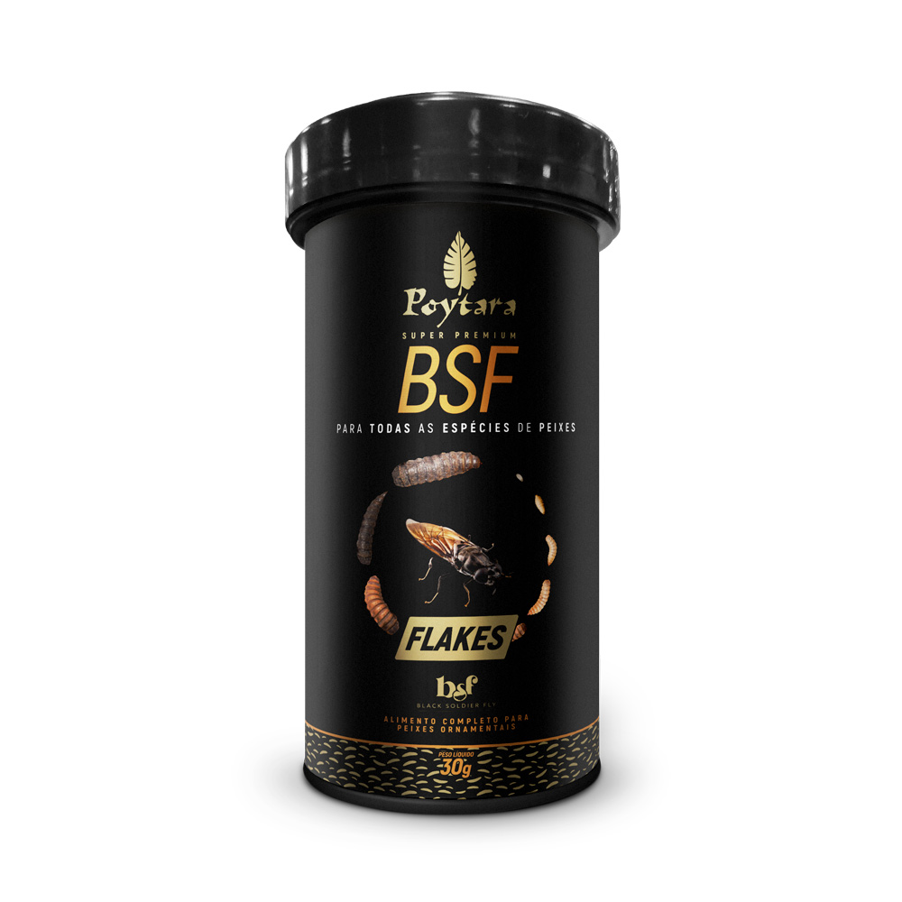 Alimento Poytara BSF Black Soldier Fly Flakes para Peixes 30 g