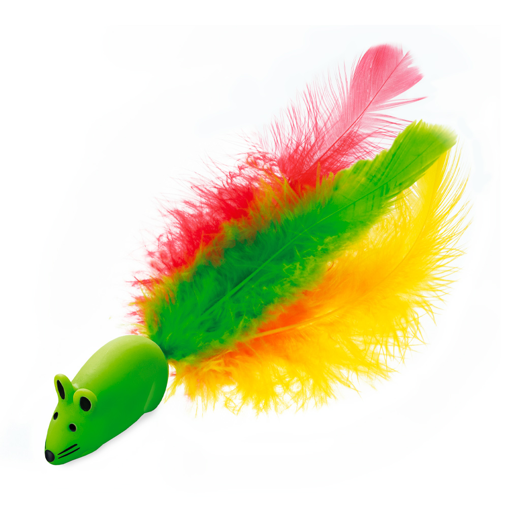 Brinquedo Líder Ratinho com Penas para Gatos - Cores Sortidas