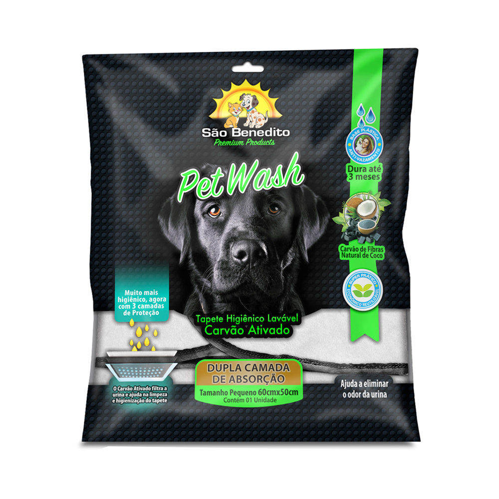 Tapete Higiênico Petwash Lavável Carvão Ativado Pequeno para Cães