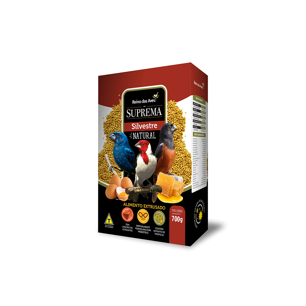 Ração Reino das Aves Suprema Natural para Pássaros Silvestres 700 g