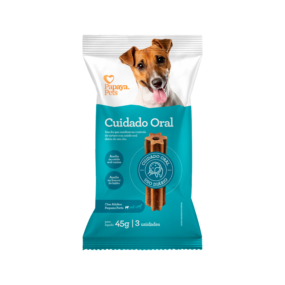 Snack Papaya Pets Cuidado Oral para Cães Adultos de Porte Pequeno