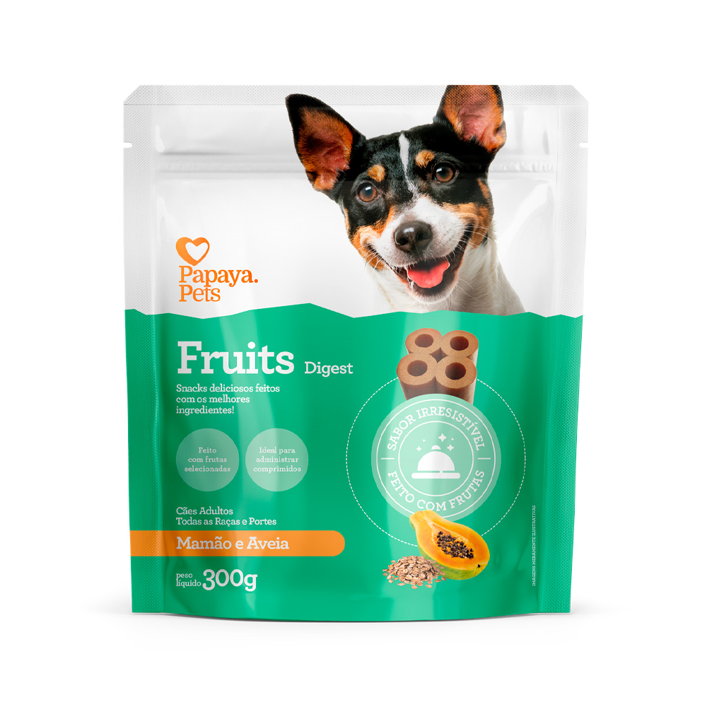Snack Papaya Pets Fruits Digest para Cães Adultos Sabor Mamão e Aveia