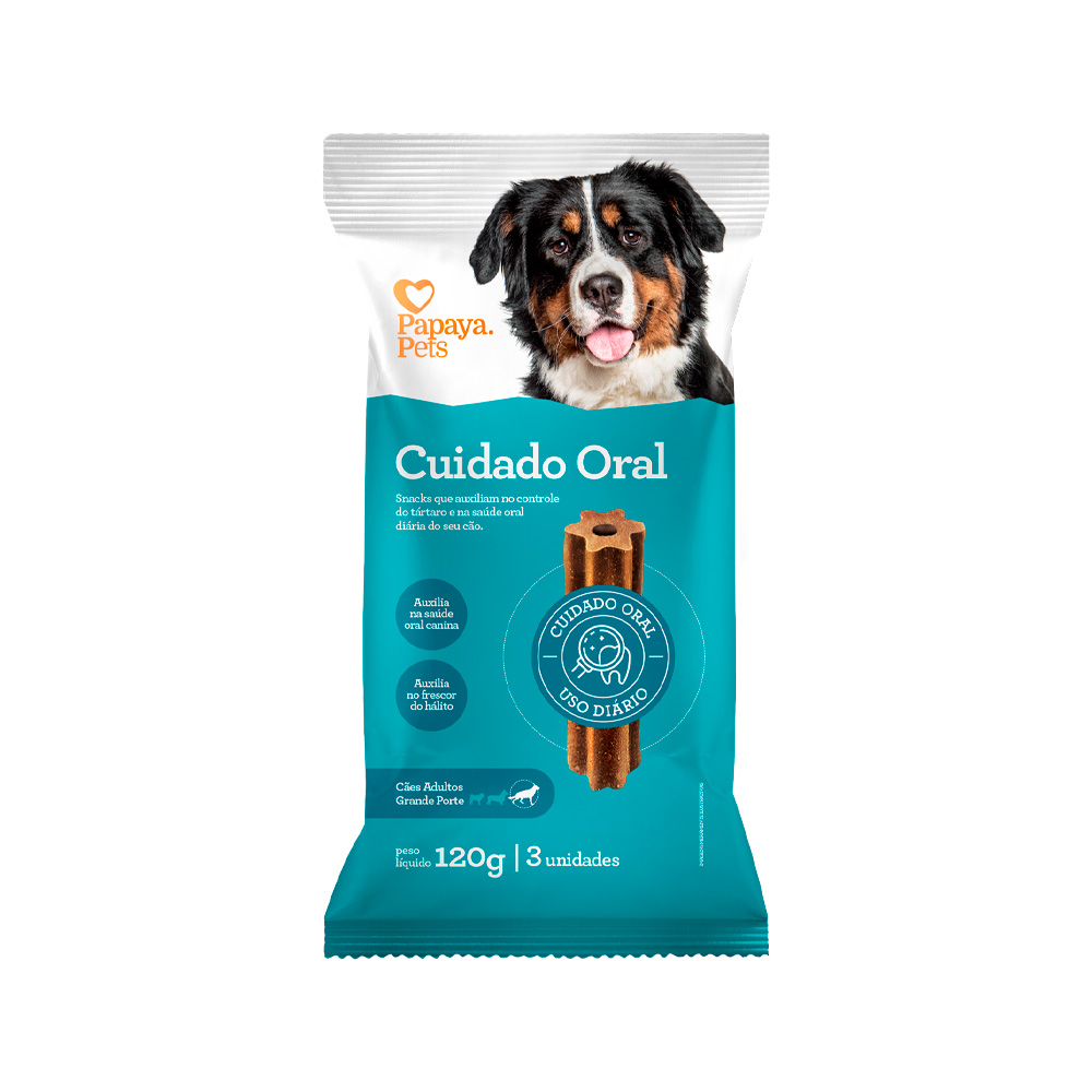Snack Papaya Pets Cuidado Oral para Cães Adultos de Porte Grande