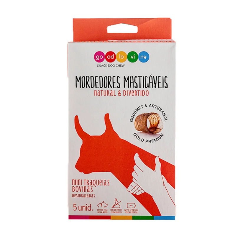 Mordedor Para Cães Good Lovin Mini Traqueia Bovina 5 Unidades