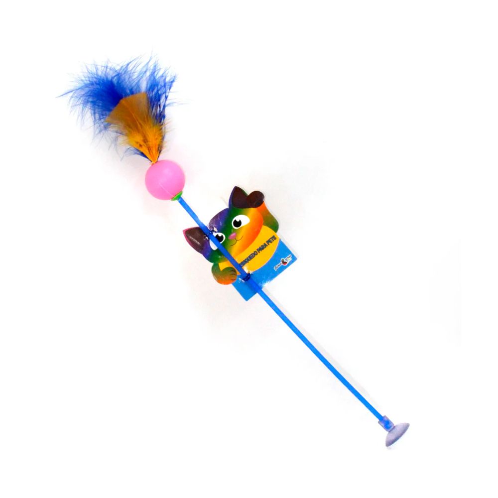 Brinquedo Plumas e Penas Varinha Mega Ket para Gatos - Cores Sortidas