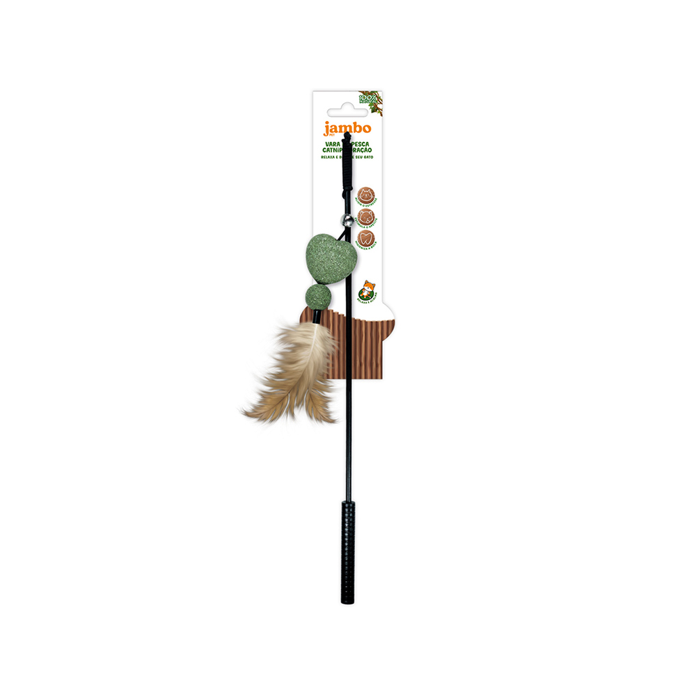Brinquedo Jambo Varinha Coração de Catnip para Gatos