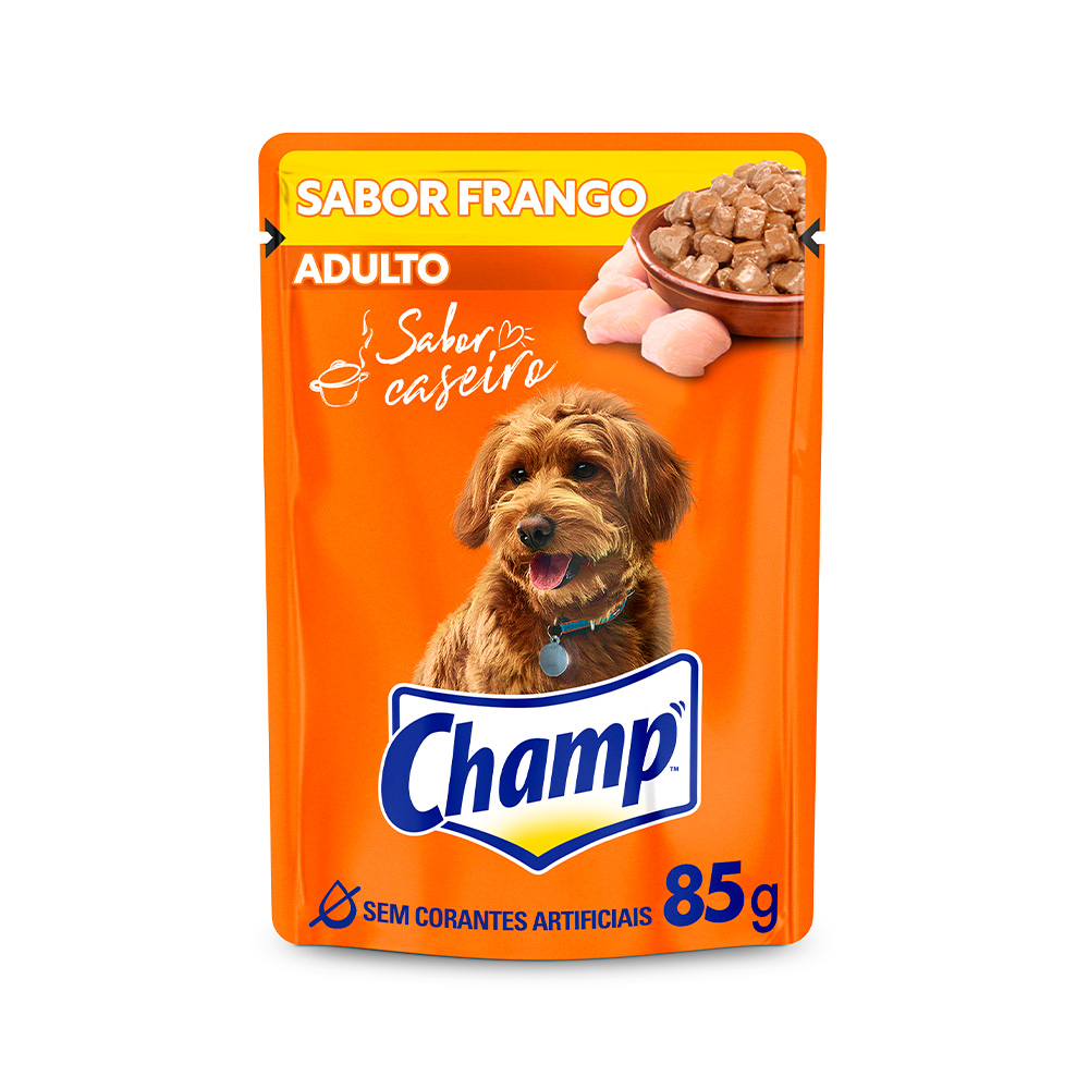Ração Úmida Champ para Cães Adultos Sabor Caseiro Frango 85 g