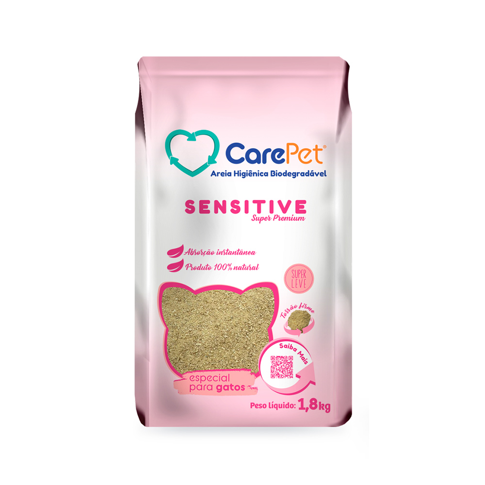 Areia Higiênica CarePet Biodegradável Sensitive para Gatos 1,8kg