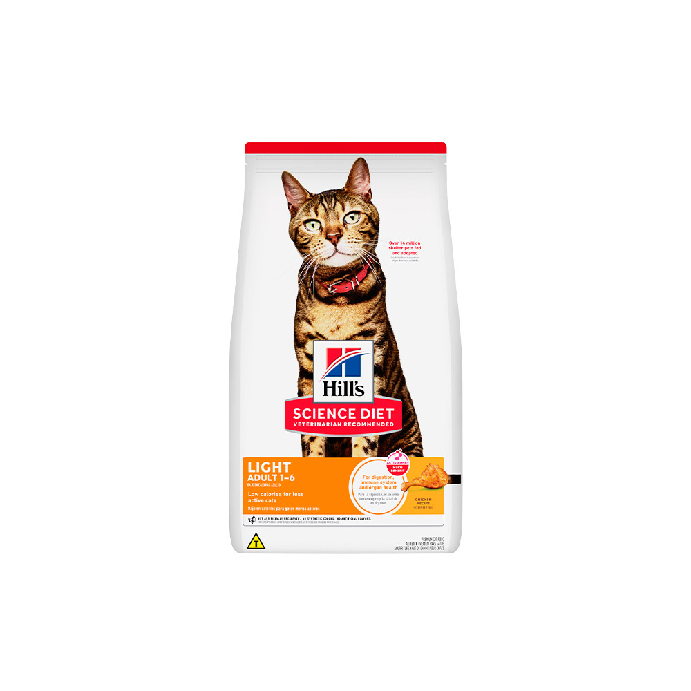 Ração Hill's Science Diet Light com baixas calorias para Gatos Adultos Sabor Frango