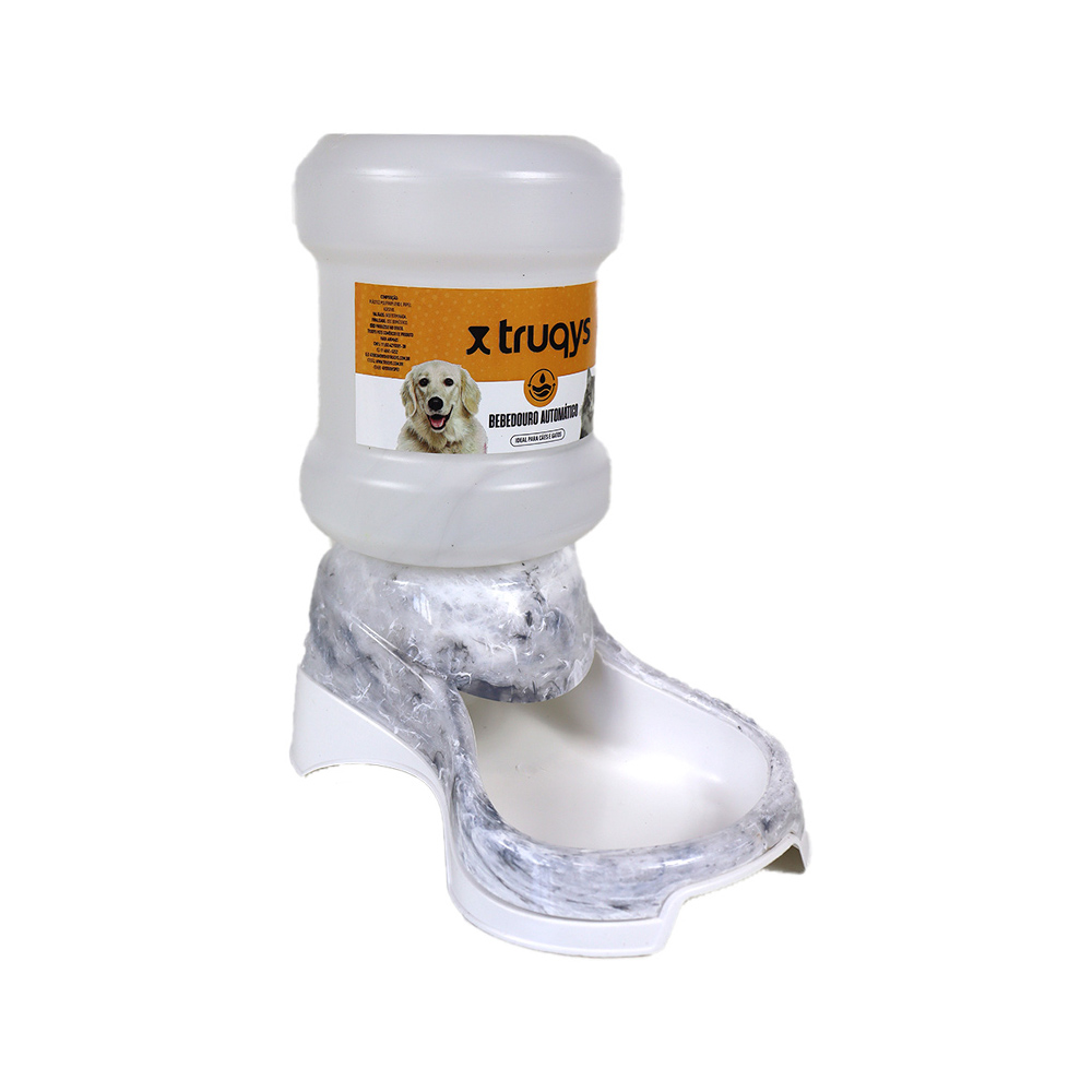Bebedouro Automático Truqys Pet Plástico Mármore Carrara Cinza para Cães e Gatos 2 L