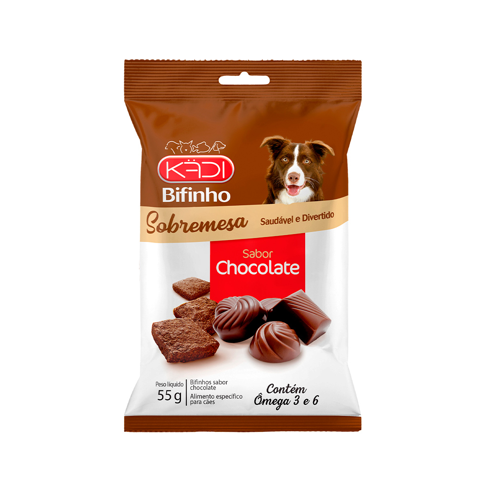 Snack Kadi Sobremesa Bifinho Sabor Chocolate para Cães 55 g