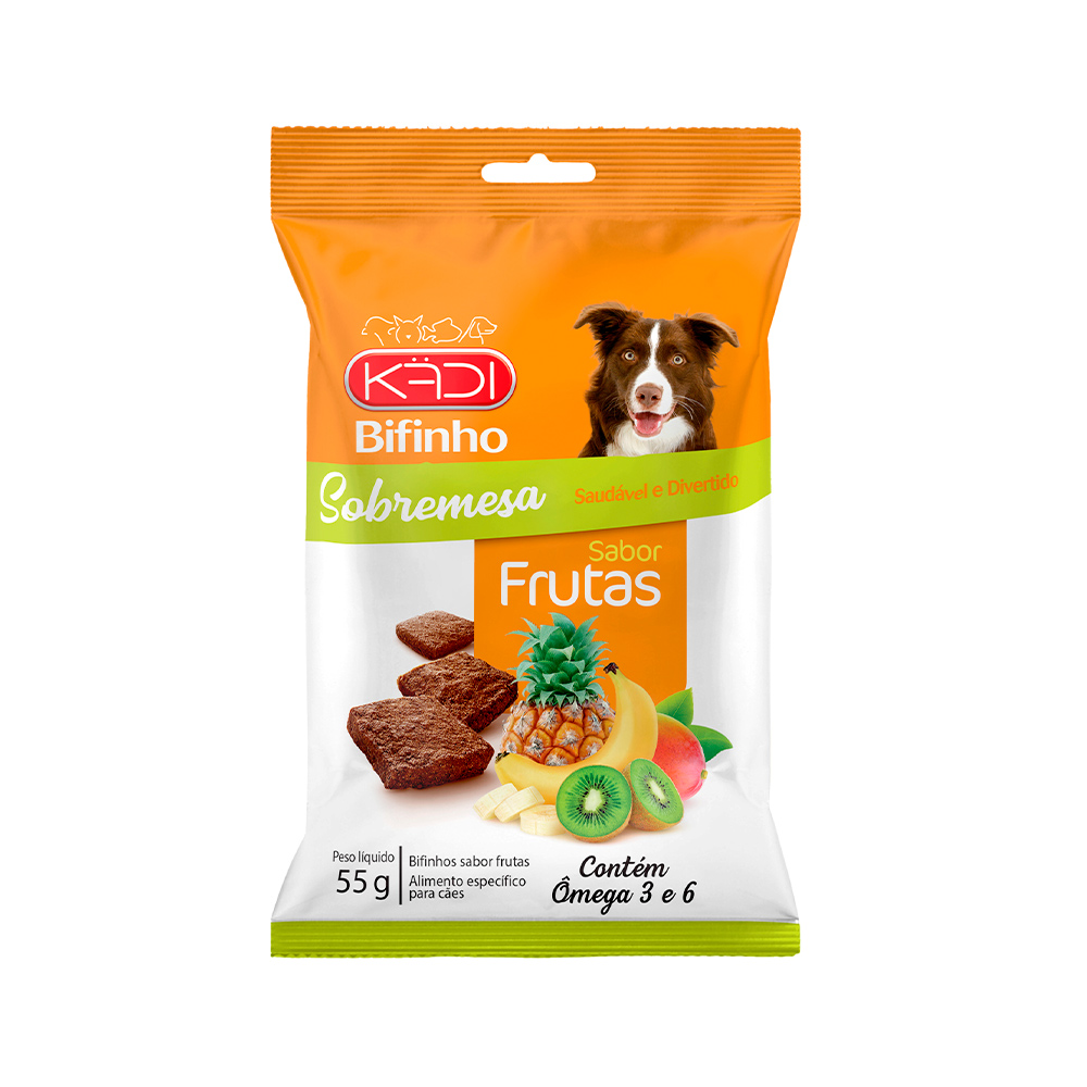 Snack Kadi Sobremesa Bifinho Sabor Frutas para Cães 55 g