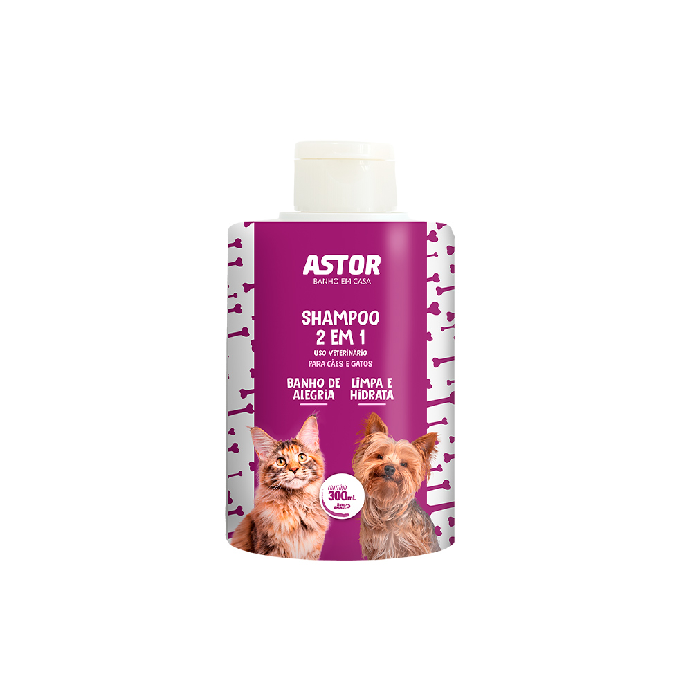 Shampoo 2 em 1 Astor para Cães e Gatos 300 ml