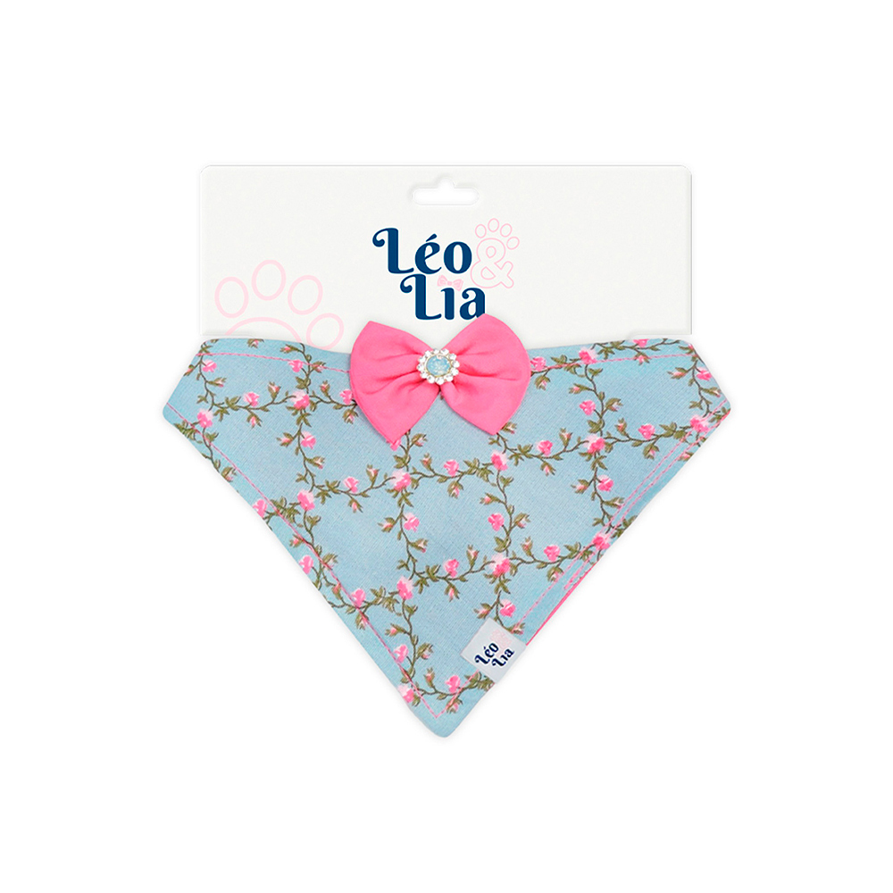 Bandana Leo e Lia Floral Azul para Cães e Gatos