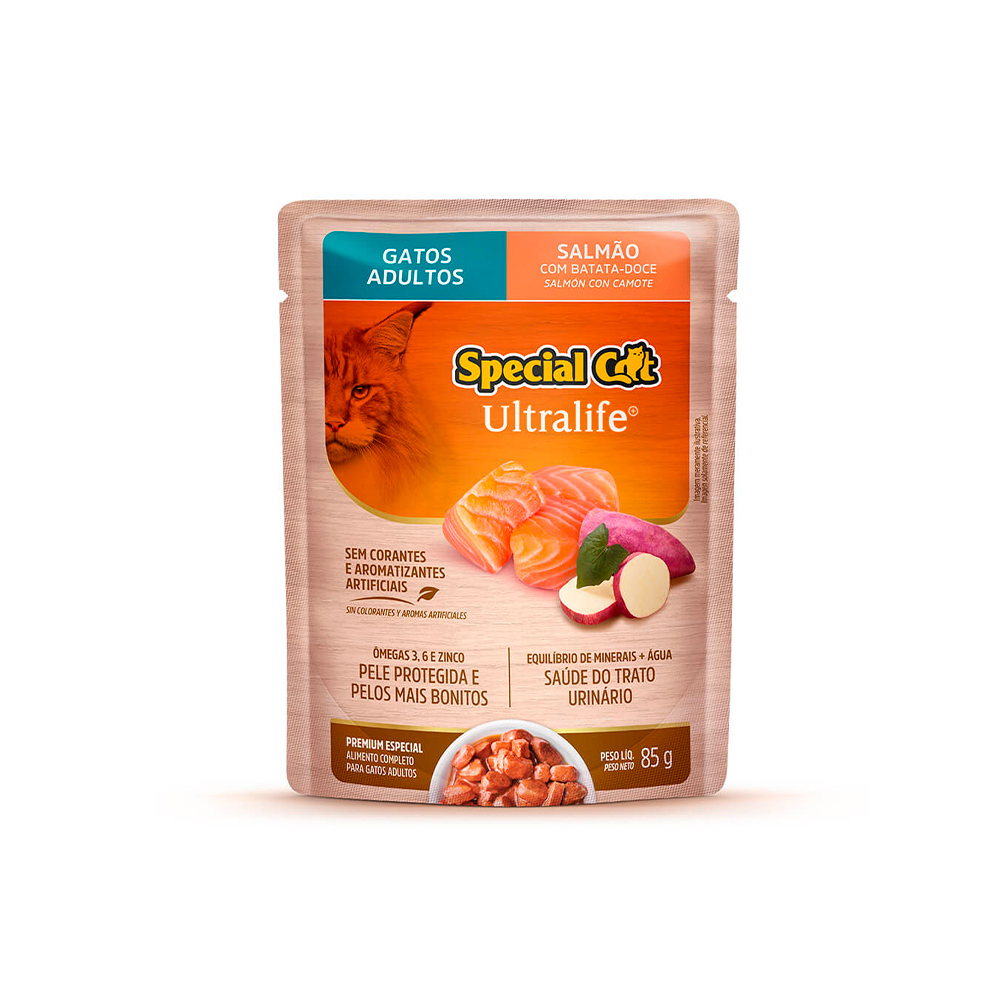 Ração Úmida Special Cat Ultralife Salmão com Batata-Doce para Gatos Adultos 85 g