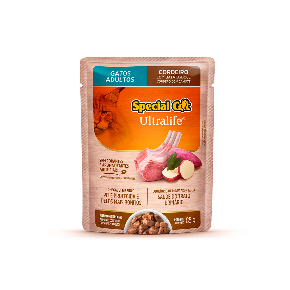 Ração Úmida Special Cat Ultralife Cordeiro com Batata-Doce para Gatos Adultos 85 g