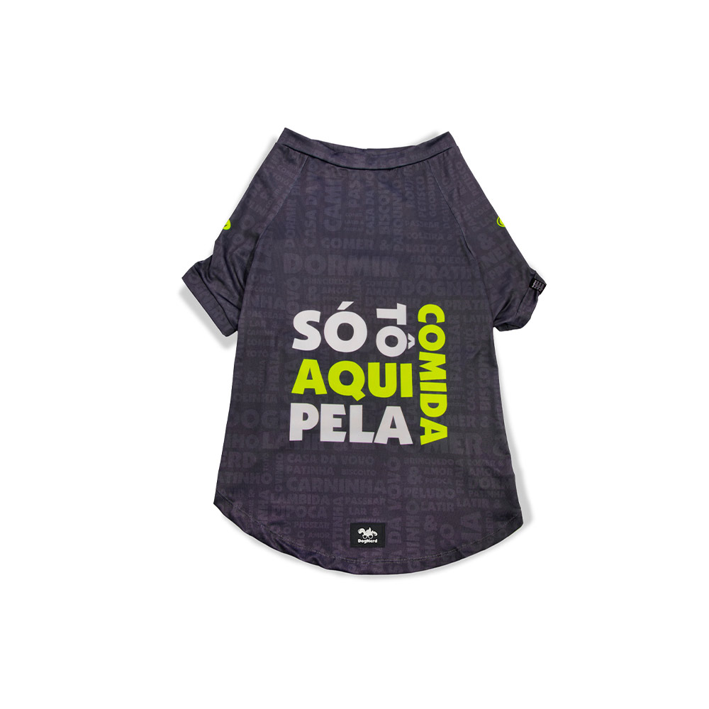 Roupa Dognerd Só Tô Aqui Pela Comida com UV50 Cinza para Cães