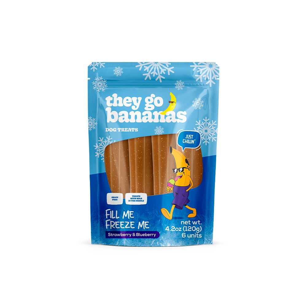 Snack They Go Bananas Fill Me Freeze Me Morango e Blueberry para Cães 120 g