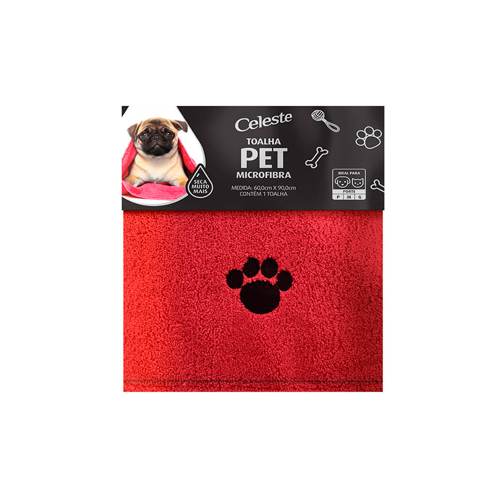 Toalha Celeste Pet Microfibra para Cães e Gatos