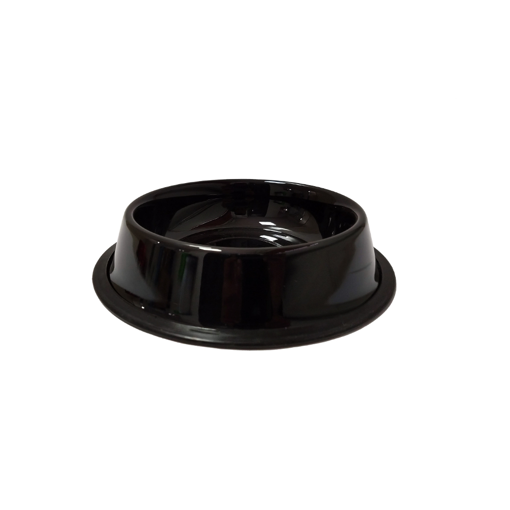 Comedouro The Pets Metálico Inox Preto para Cães e Gatos