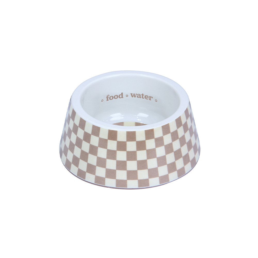 Comedouro Jambo Pet Xadrez Chique Bege para Cães e Gatos
