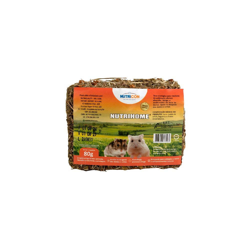 Casa Comestível Nutrihome para Roedores 80g