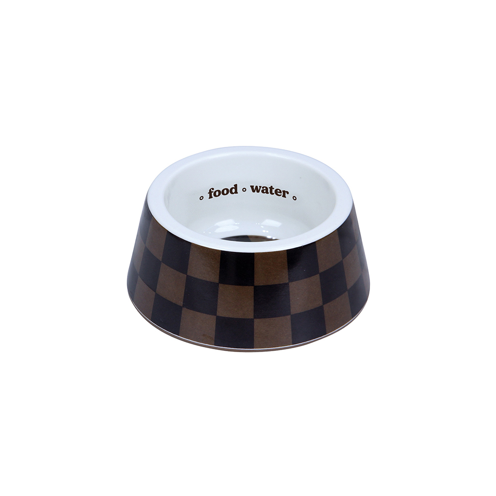 Comedouro Jambo Pet Xadrez Chique Marrom para Cães e Gatos