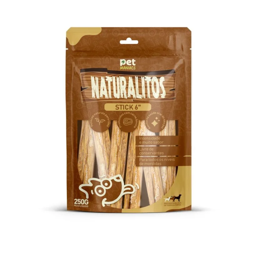 Petisco para Cães Pet Maniacs Naturalitos Sticks 6" 250gr
