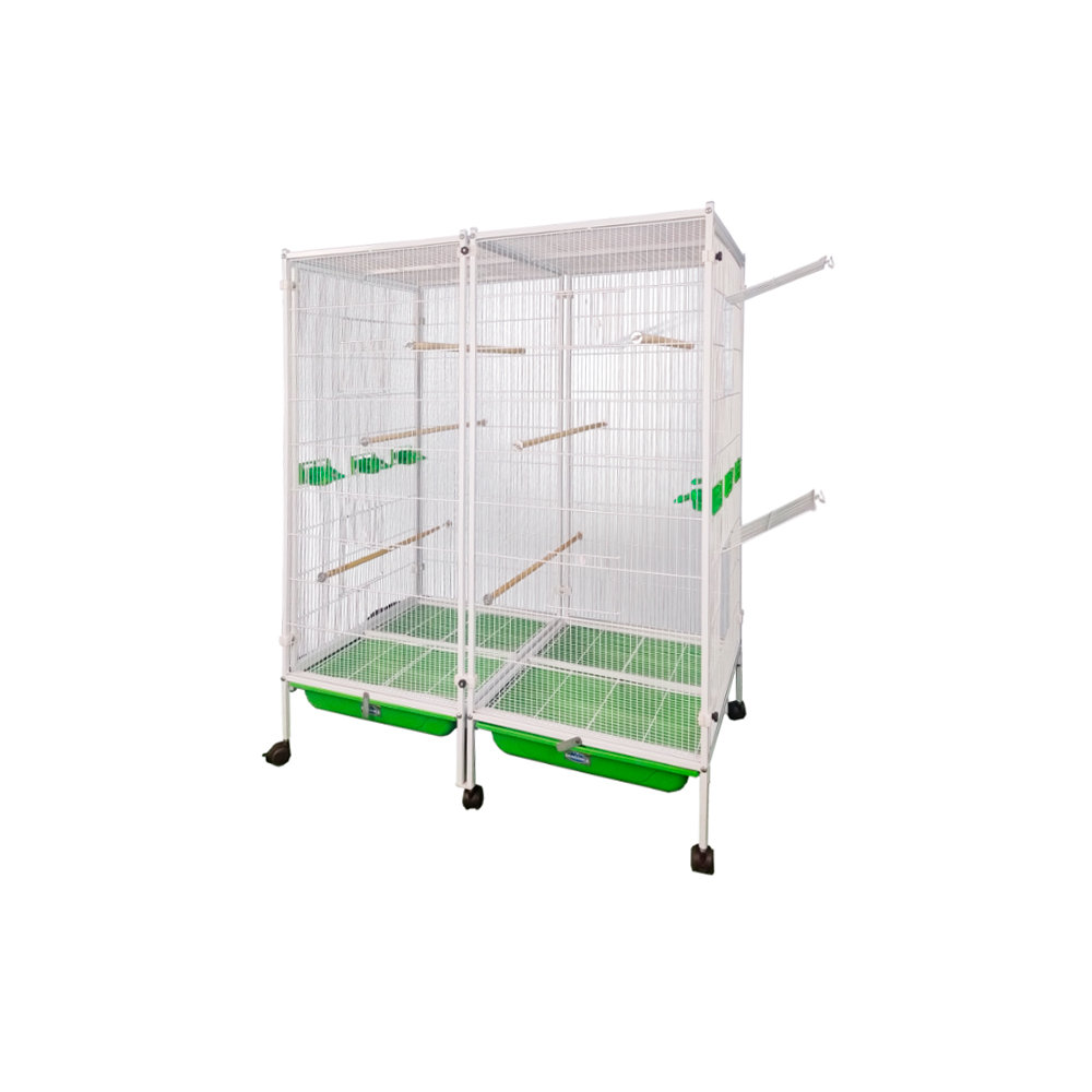 Viveiro Modular Bragança 2 Módulos Malha 15 mm Branco e Verde para Calopsitas