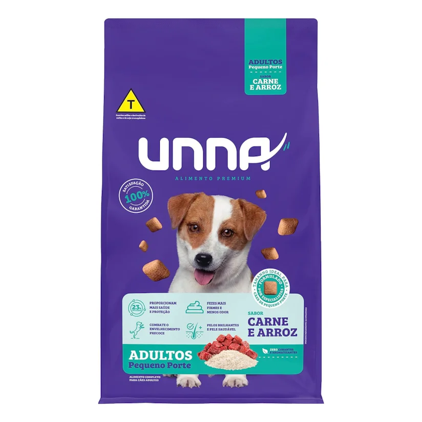 Ração Cães Unna Adulto Pequeno Porte Carne e Arroz 10,1kg
