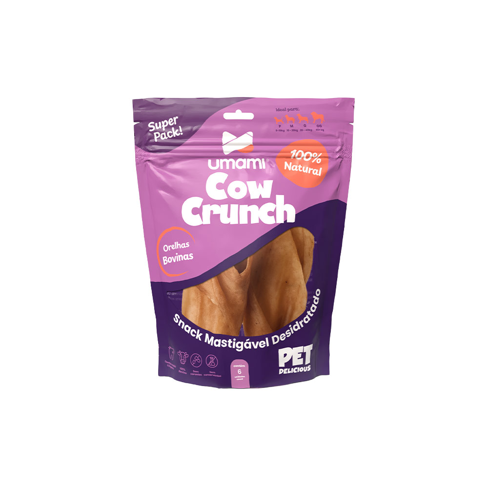 Osso Umami Orelha Bovina Desidratada Natural 6 Unidades