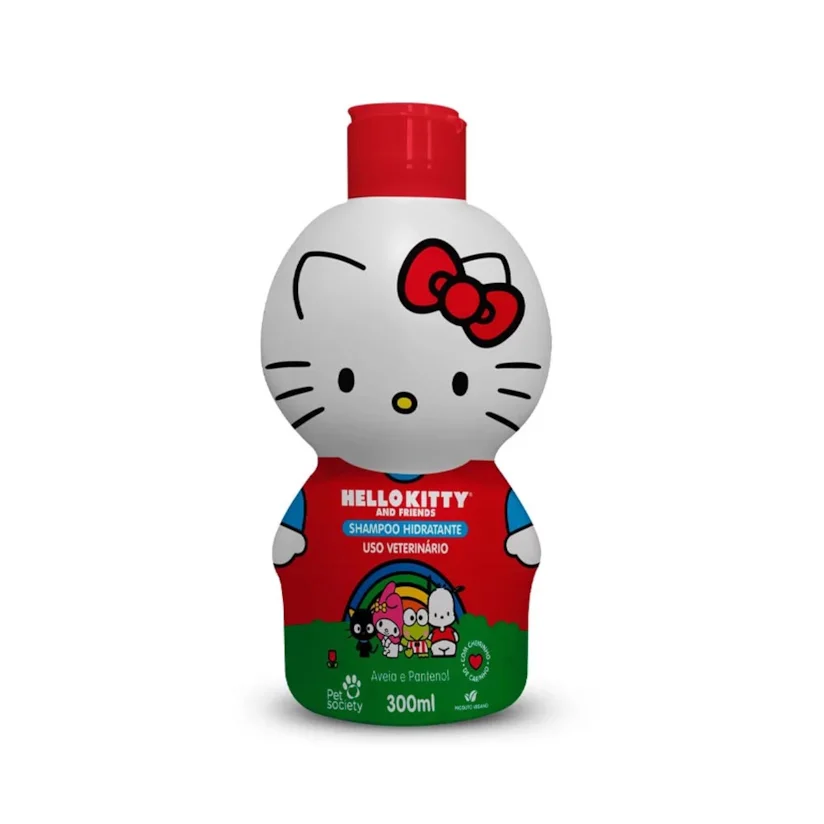 Shampoo Hello Kitty Hidratante Para Cães e Gatos Pet Society 300ml