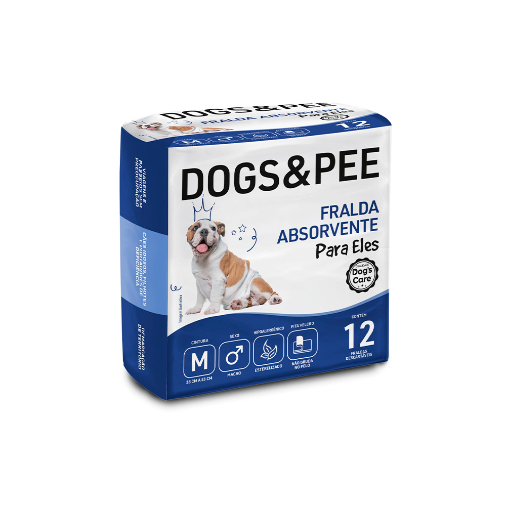 Fralda Descartável Dogs&Pee para Cães Machos 12 Unidades
