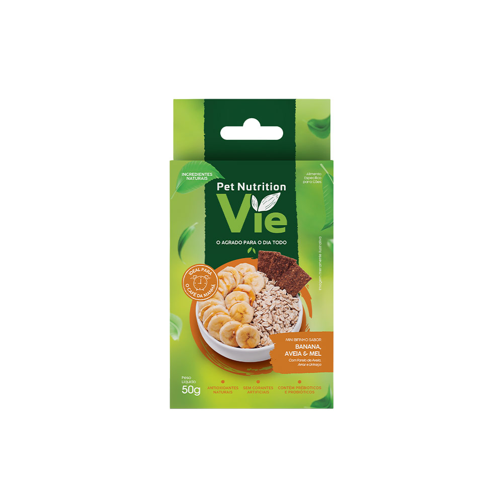Snack Pet Nutrition Vie Banana, Mel e Aveia para Cães 50 g
