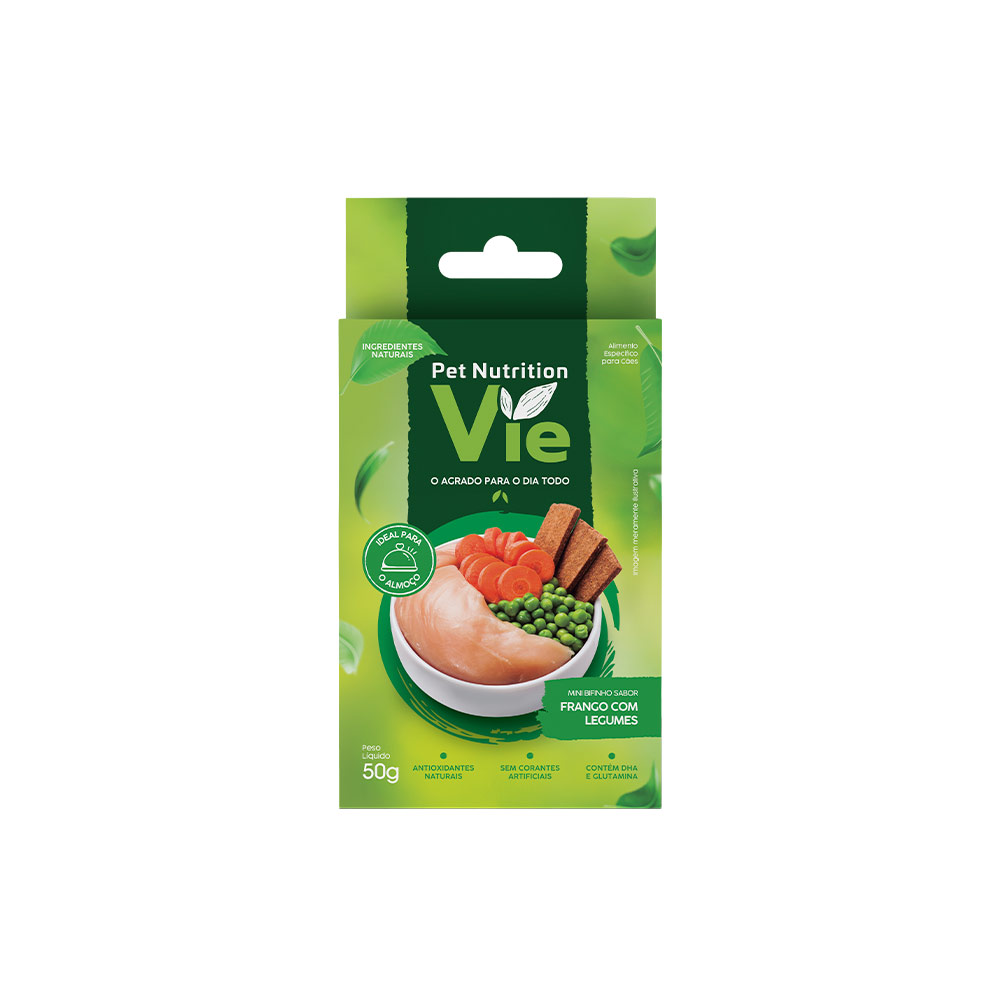 Snack Pet Nutrition Vie Frango com Legumes para Cães 50 g