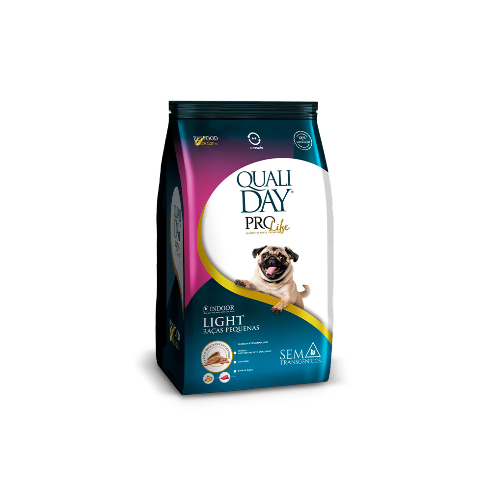 Ração Qualiday Pro Life Light Sabor Frango com Batata Doce para Cães Adultos Raças Pequenas