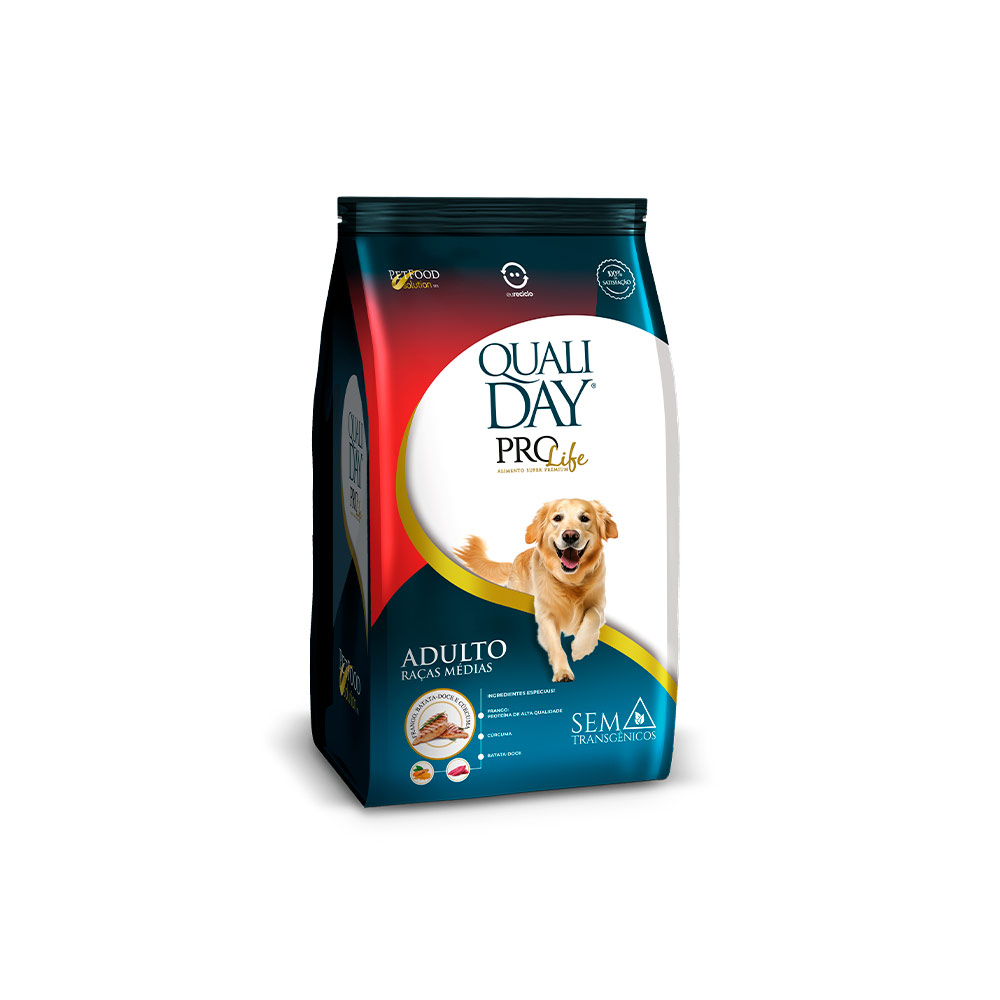 Ração Qualiday Pro Life Sabor Frango para Cães Adultos Raças Médias e Grande - 2,5kg