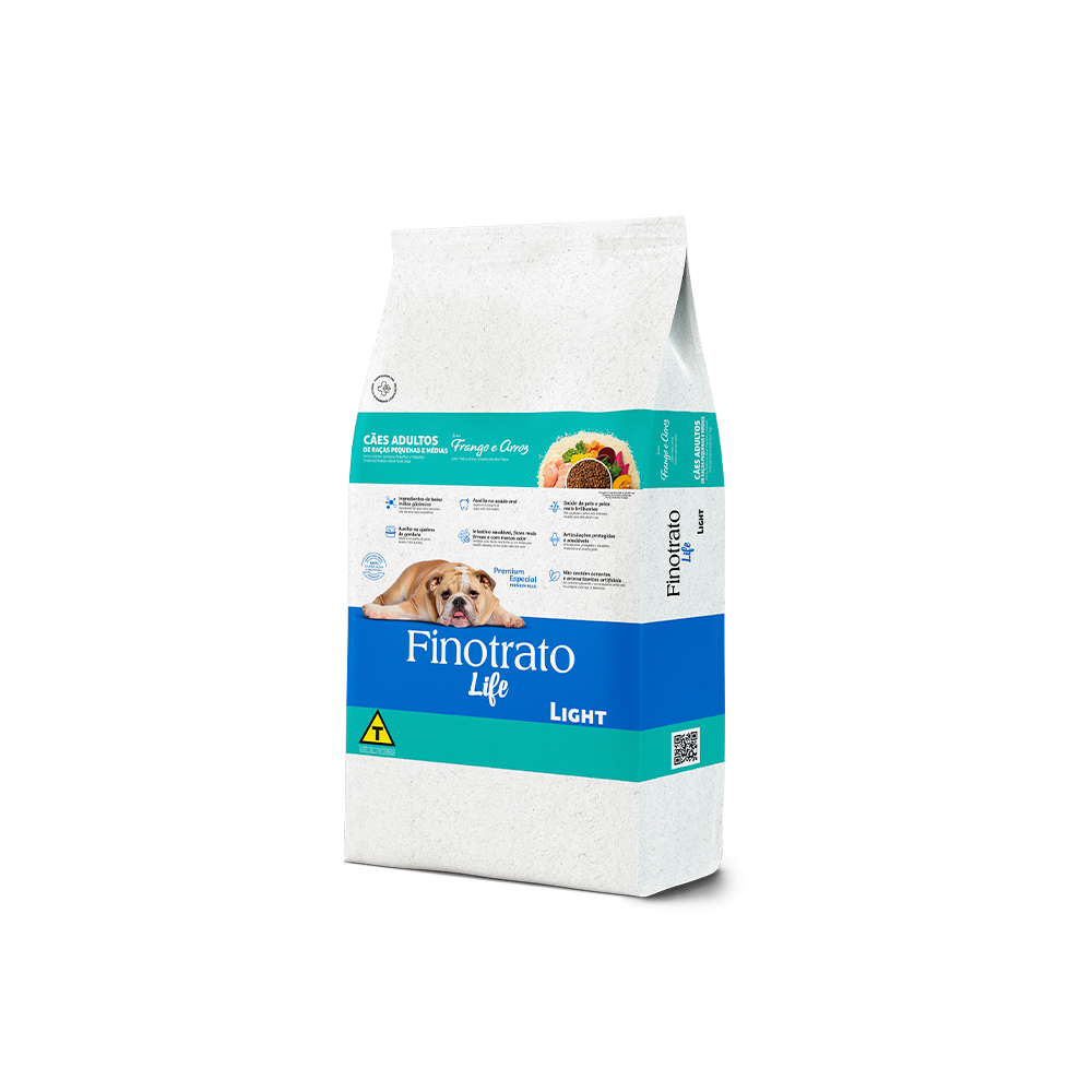 Ração Finotrato Life Light para Cães Adultos de Porte Pequeno e Médio Sabor Frango e Arroz 15 kg