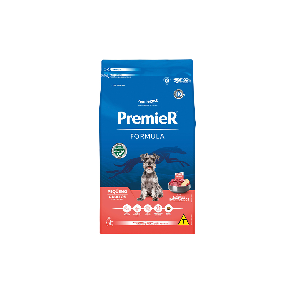 Ração Premier Fórmula Sabor Carne com Batata Doce para Cães Adultos de Raças Pequenas