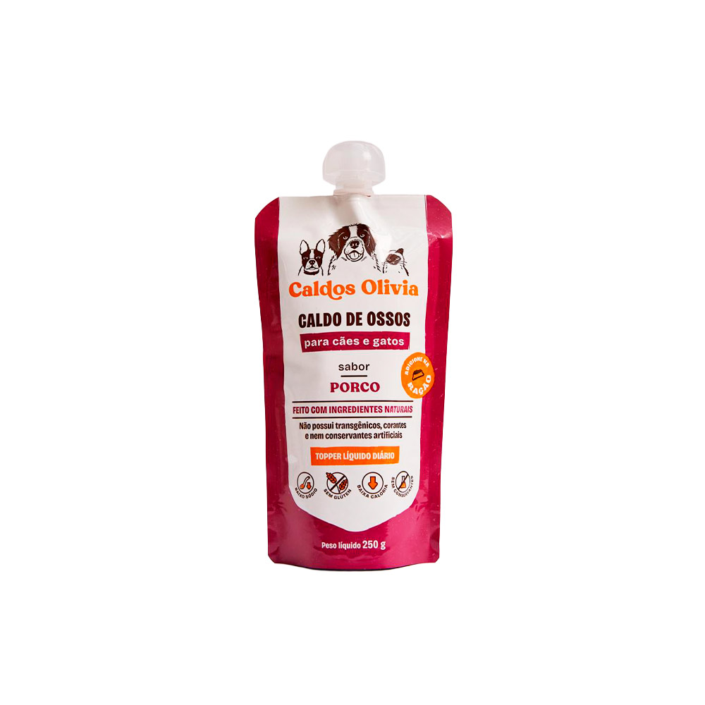 Sachê Caldos Olivia Sabor Porco para Cães e Gatos 250 ml