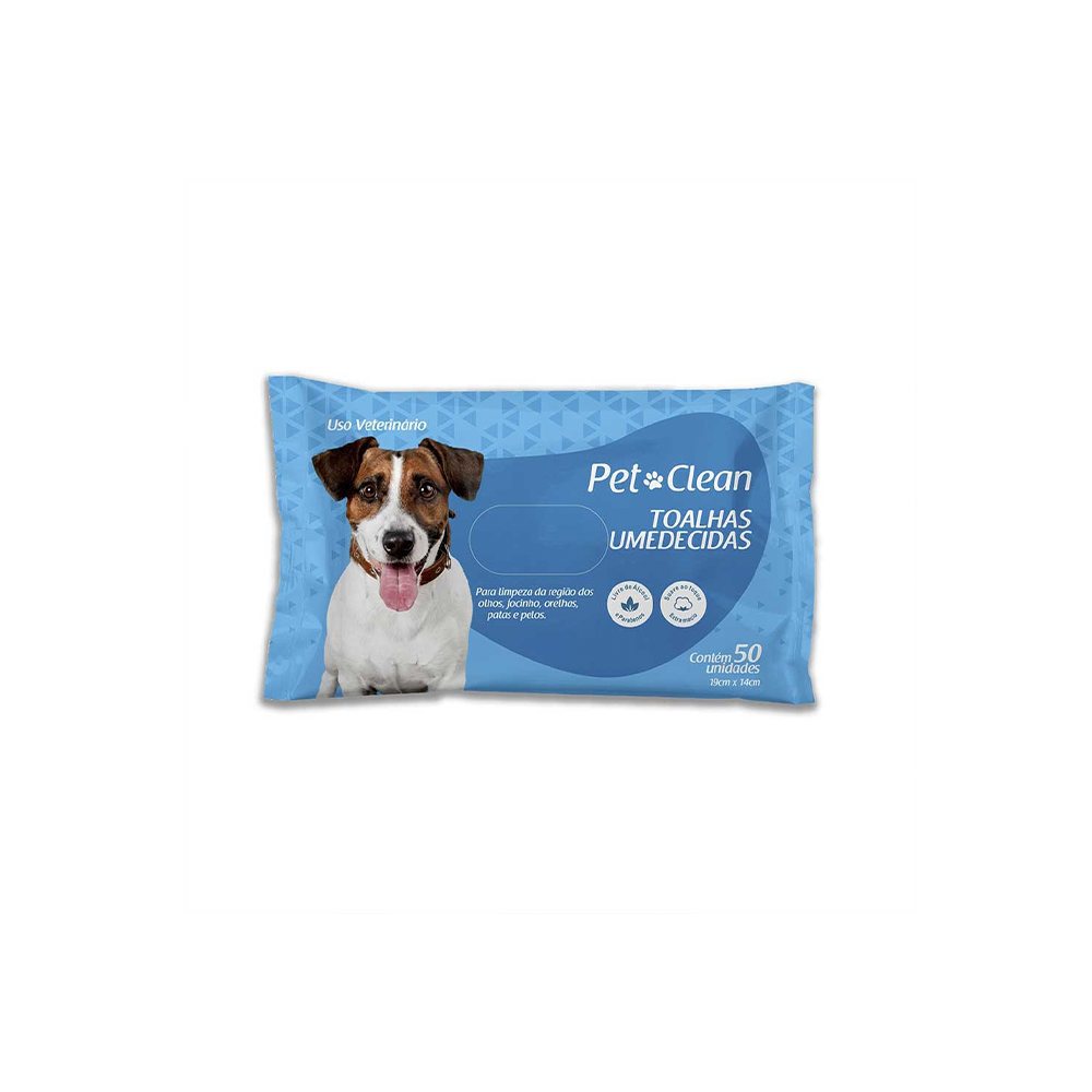 Toalha Umedecida Pet Clean com 50 Unidades